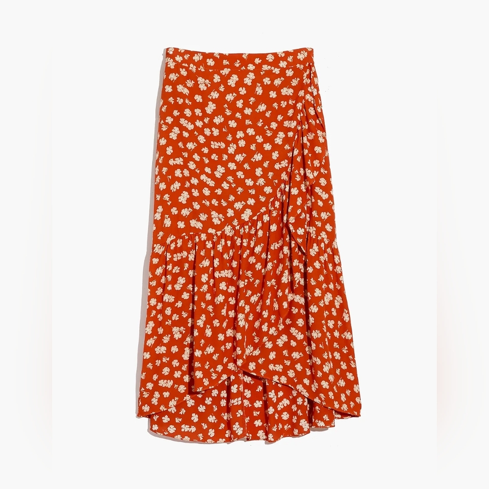 Madewell Ruffle-Wrap Midi Skirt in Happy Hibiscus 8